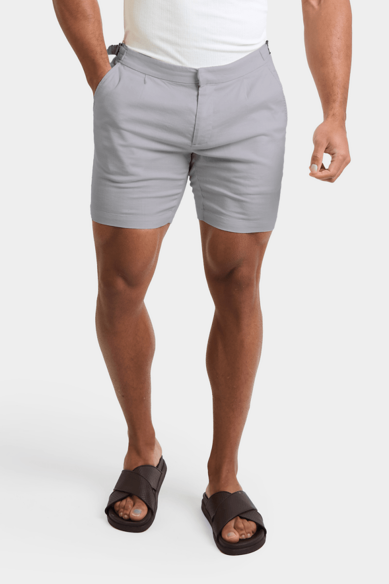 Linen Blend Side Adjuster Shorts in Mole - TAILORED ATHLETE - USA