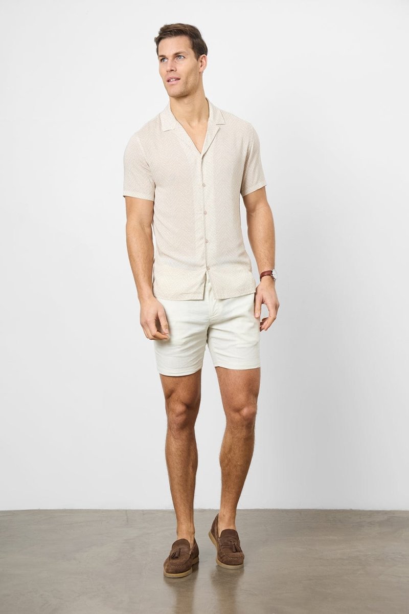 Stretch Linen Blend Side Adjuster Shorts in Chalk - TAILORED ATHLETE - USA