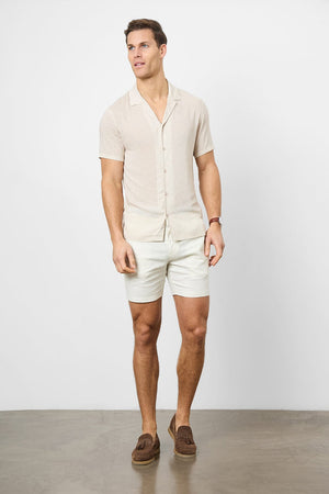 Linen Blend Side Adjuster Shorts in Chalk - TAILORED ATHLETE - USA