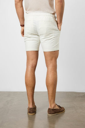 Stretch Linen Blend Side Adjuster Shorts in Chalk - TAILORED ATHLETE - USA