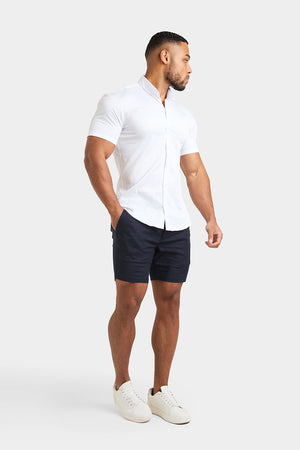 Linen Blend Side Adjuster Shorts in Navy - TAILORED ATHLETE - USA