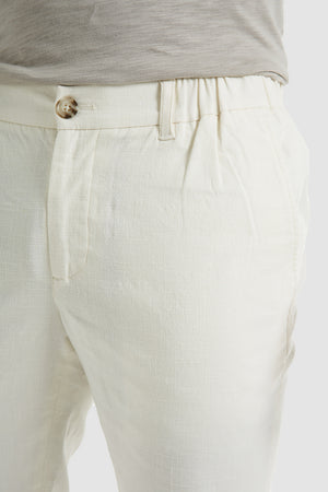 Linen Blend Trousers in Chalk - TAILORED ATHLETE - USA