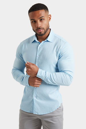 Linen Blend Shirt in Light Blue - TAILORED ATHLETE - USA