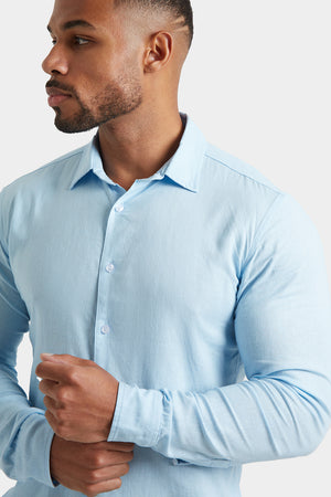 Linen Blend Shirt in Light Blue - TAILORED ATHLETE - USA