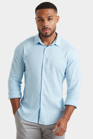 Linen Blend Shirt in Light Blue - TAILORED ATHLETE - USA