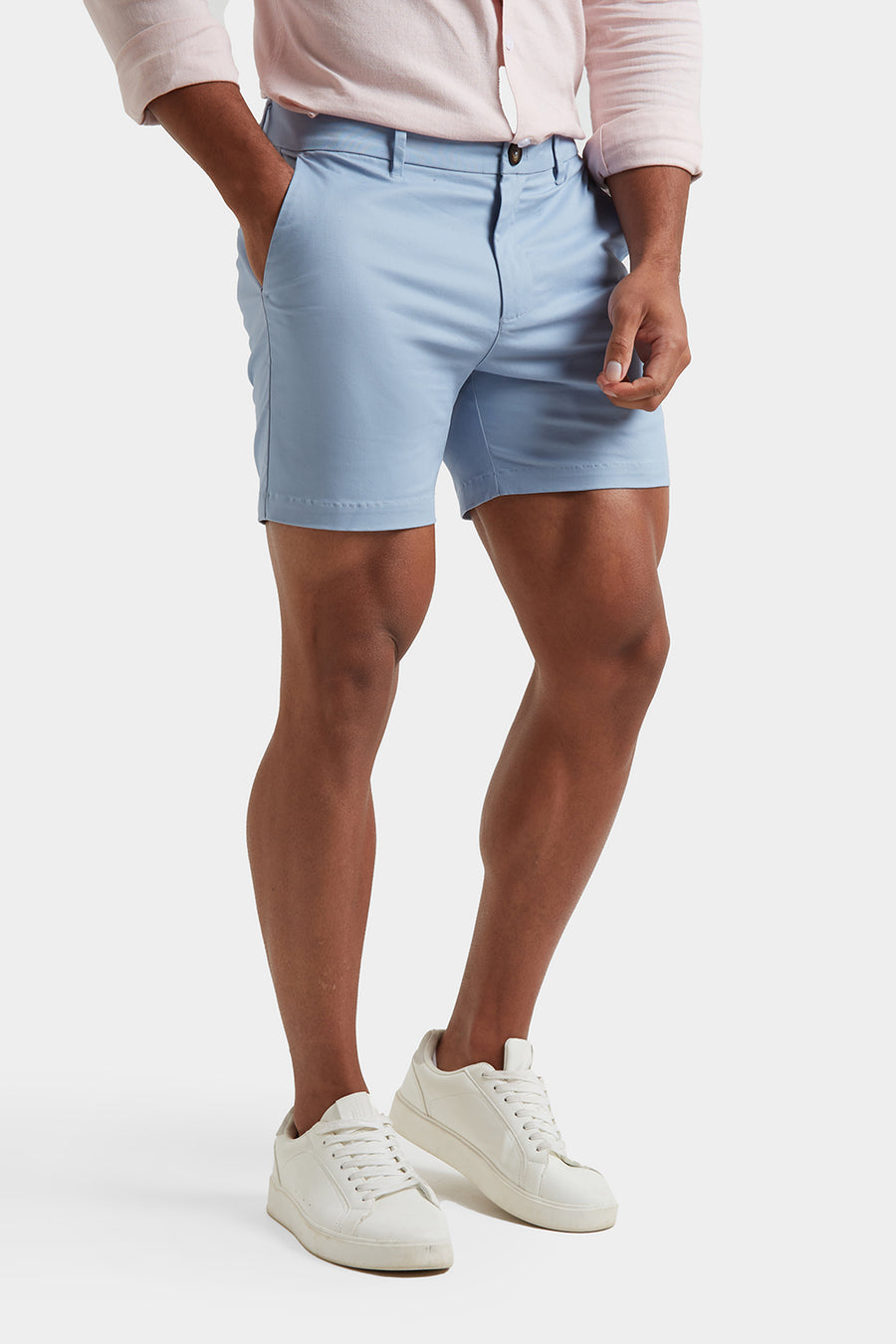 Athletic Fit Chino Shorts 5" in Soft Blue - TAILORED ATHLETE - USA