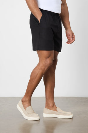 Linen Blend Shorts in Black - TAILORED ATHLETE - USA