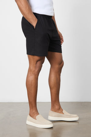 Linen Blend Shorts in Black - TAILORED ATHLETE - USA