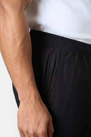 Linen Blend Shorts in Black - TAILORED ATHLETE - USA