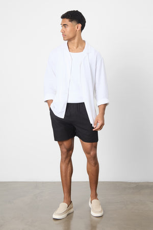 Linen Blend Shorts in Black - TAILORED ATHLETE - USA