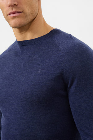 Merino Wool Crew Neck Jumper in Airforce - TAILORED ATHLETE - USA