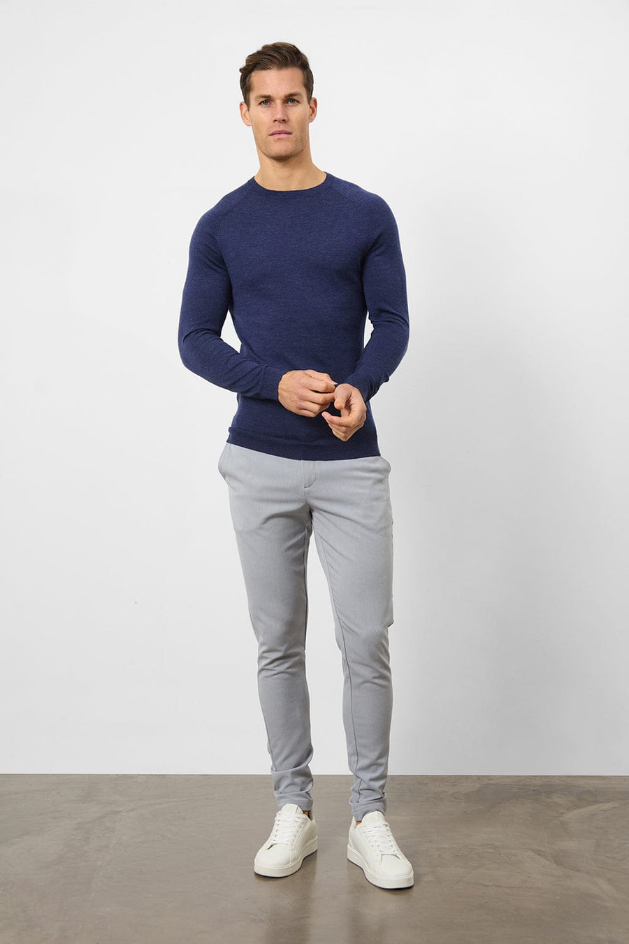 Merino Wool Crew Neck Jumper in Airforce - TAILORED ATHLETE - USA