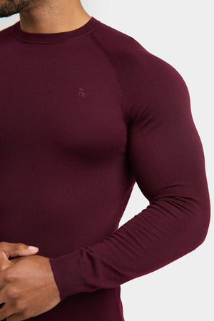 Merino Wool Crew Neck Jumper in Claret - TAILORED ATHLETE - USA