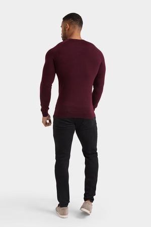 Merino Wool Crew Neck Jumper in Claret - TAILORED ATHLETE - USA