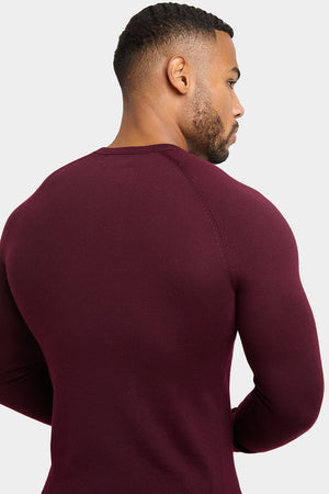 Merino Wool Crew Neck Jumper in Claret - TAILORED ATHLETE - USA