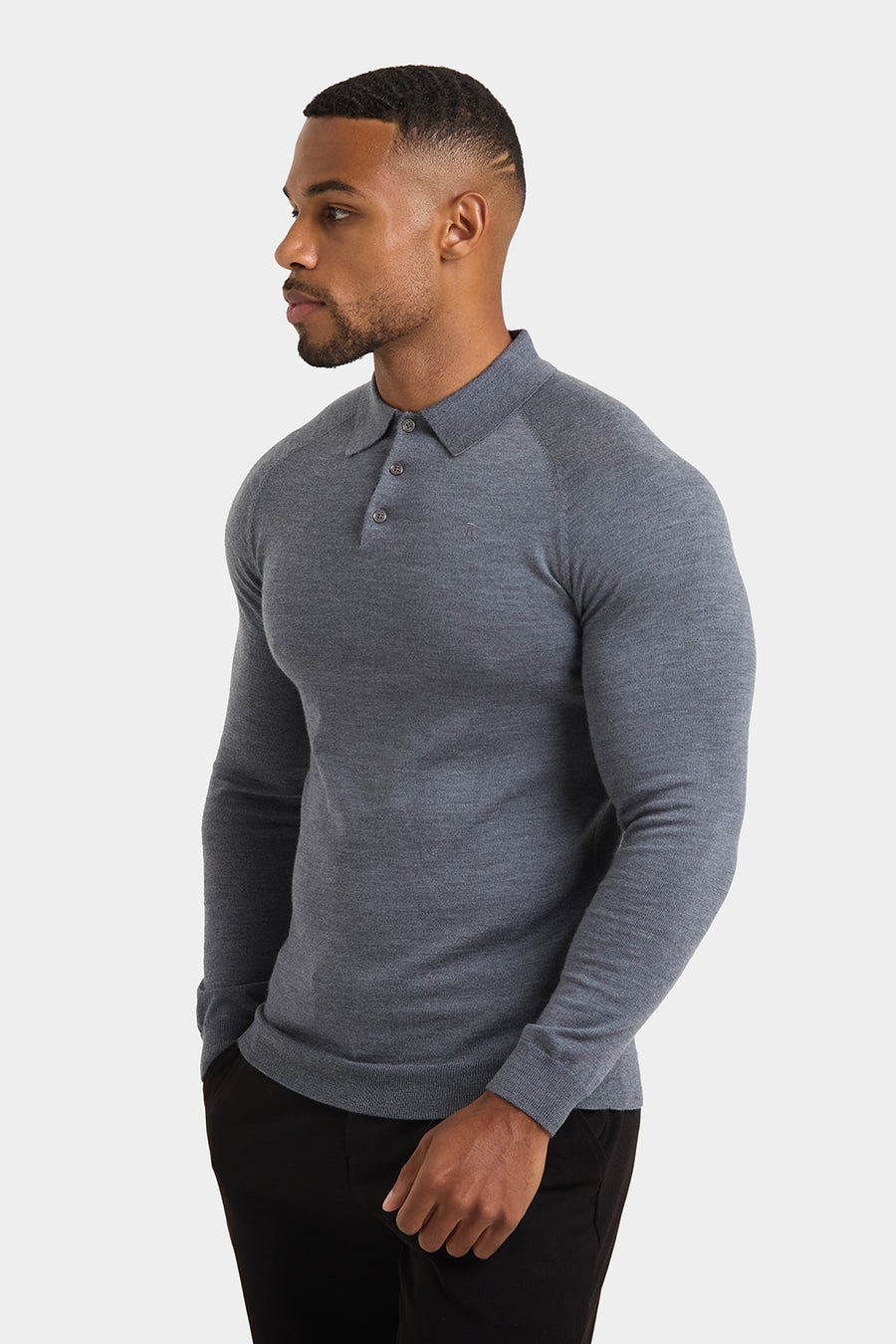 Merino Wool Polo Shirt in Mid Grey Marl - TAILORED ATHLETE - USA