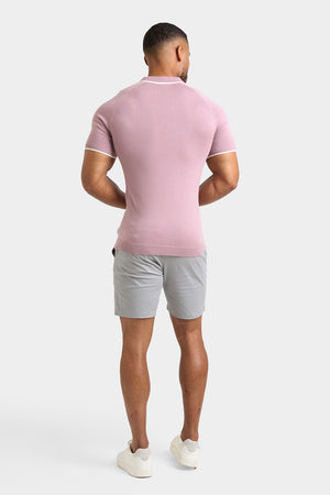 Merino Tipped Open Collar Polo Shirt in Dusky Pink - TAILORED ATHLETE - USA