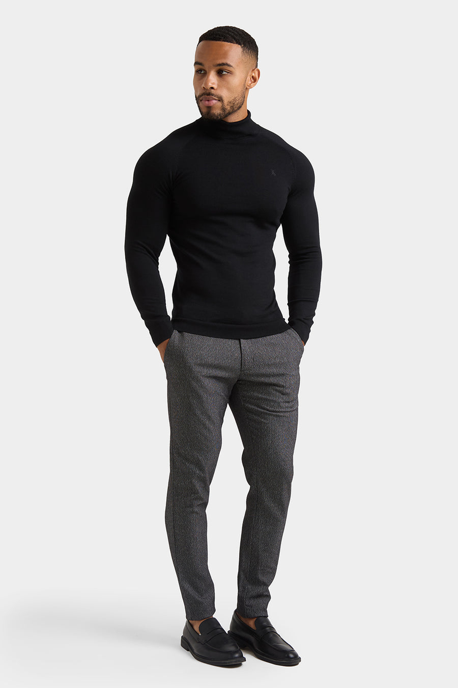 Merino Wool Roll Neck in Black - TAILORED ATHLETE - USA