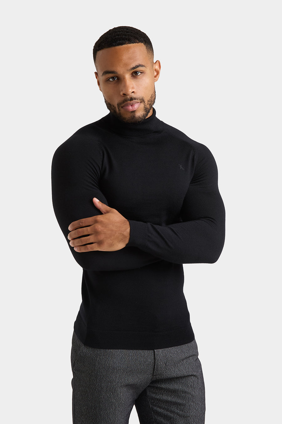 Merino Wool Roll Neck in Black - TAILORED ATHLETE - USA