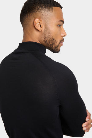 Merino Wool Roll Neck in Black - TAILORED ATHLETE - USA