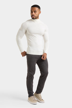 Merino Wool Roll Neck in Chalk - TAILORED ATHLETE - USA