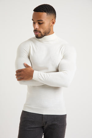 Merino Wool Roll Neck in Chalk - TAILORED ATHLETE - USA