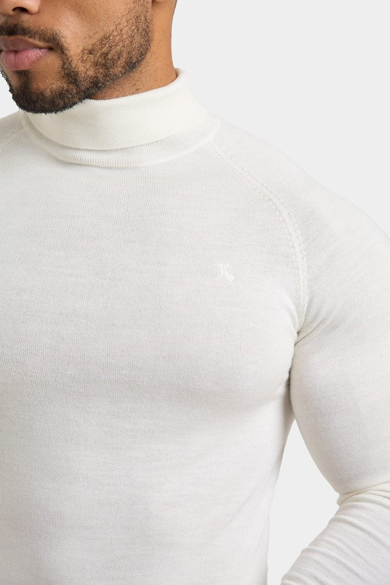 Merino Wool Turtleneck in Chalk - TAILORED ATHLETE - USA