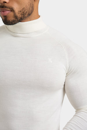 Merino Wool Roll Neck in Chalk - TAILORED ATHLETE - USA