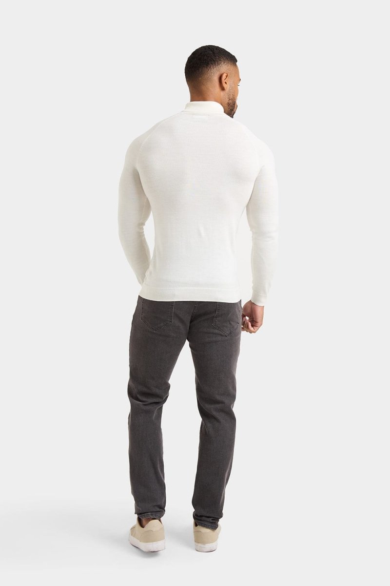 Merino Wool Turtleneck in Chalk - TAILORED ATHLETE - USA