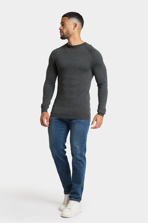 Merino Wool Crew Neck Jumper in Forest Marl - TAILORED ATHLETE - USA