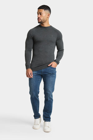 Merino Wool Crew Neck Jumper in Forest Marl - TAILORED ATHLETE - USA