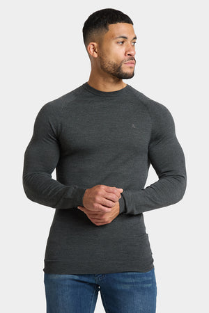 Merino Wool Crew Neck Jumper in Forest Marl - TAILORED ATHLETE - USA