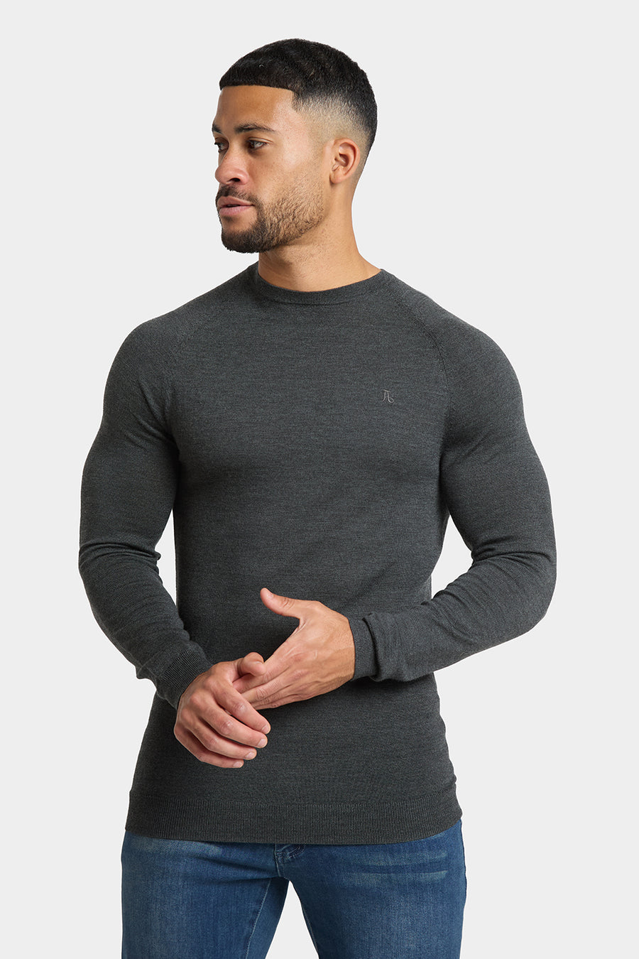 Merino Wool Crew Neck Jumper in Forest Marl - TAILORED ATHLETE - USA