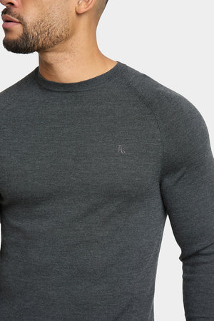 Merino Wool Crew Neck Jumper in Forest Marl - TAILORED ATHLETE - USA