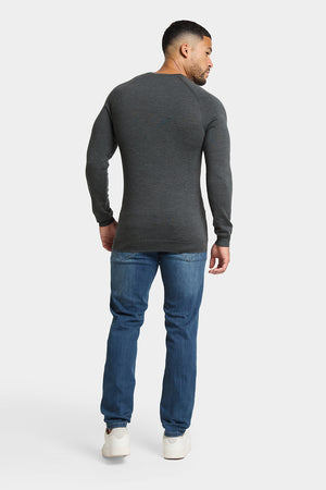 Merino Wool Crew Neck Jumper in Forest Marl - TAILORED ATHLETE - USA