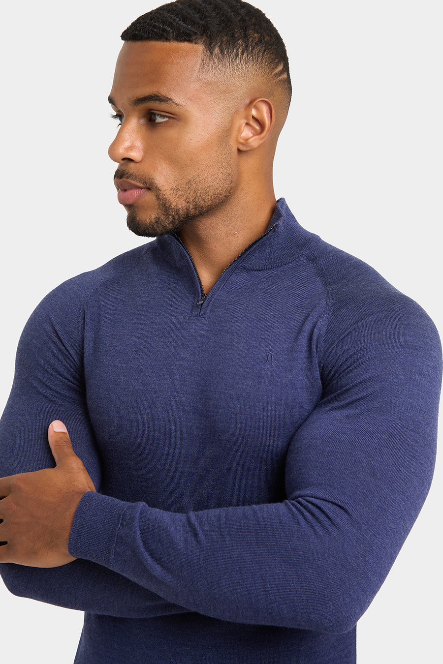 Merino Wool Half Zip Neck in Airforce - TAILORED ATHLETE - USA