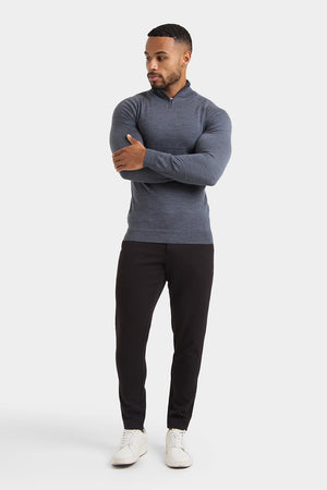 Merino Wool Half Zip Neck in Grey Marl - TAILORED ATHLETE - USA