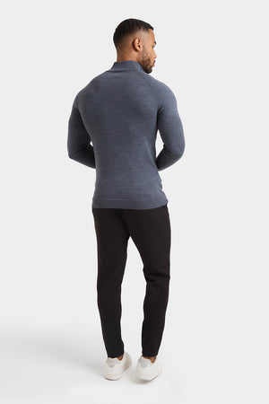 Merino Wool Half Zip Neck in Grey Marl - TAILORED ATHLETE - USA