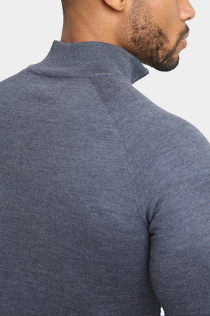 Merino Wool Half Zip Neck in Grey Marl - TAILORED ATHLETE - USA