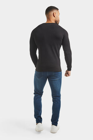 Micro-waffle T-Shirt Long Sleeve in Black - TAILORED ATHLETE - USA