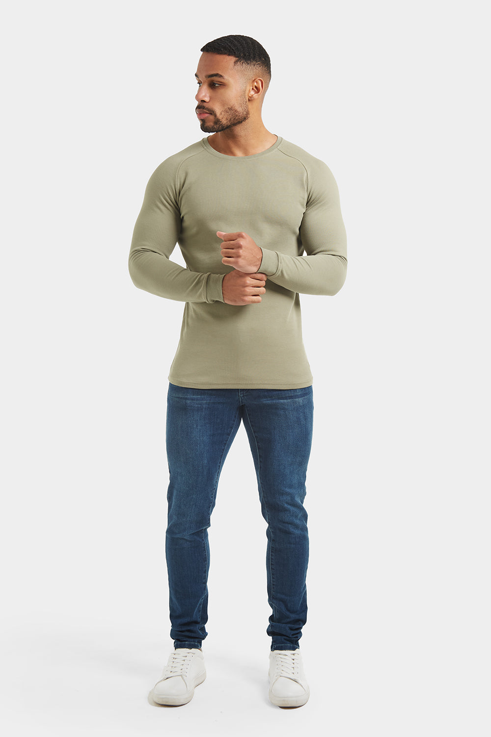 Micro-waffle T-Shirt (LS) in Sage - TAILORED ATHLETE - USA