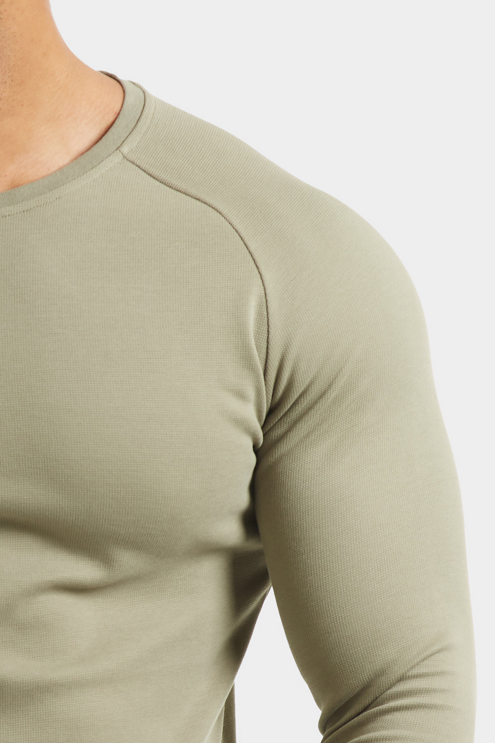 Micro-waffle T-Shirt Long Sleeve in Sage - TAILORED ATHLETE - USA