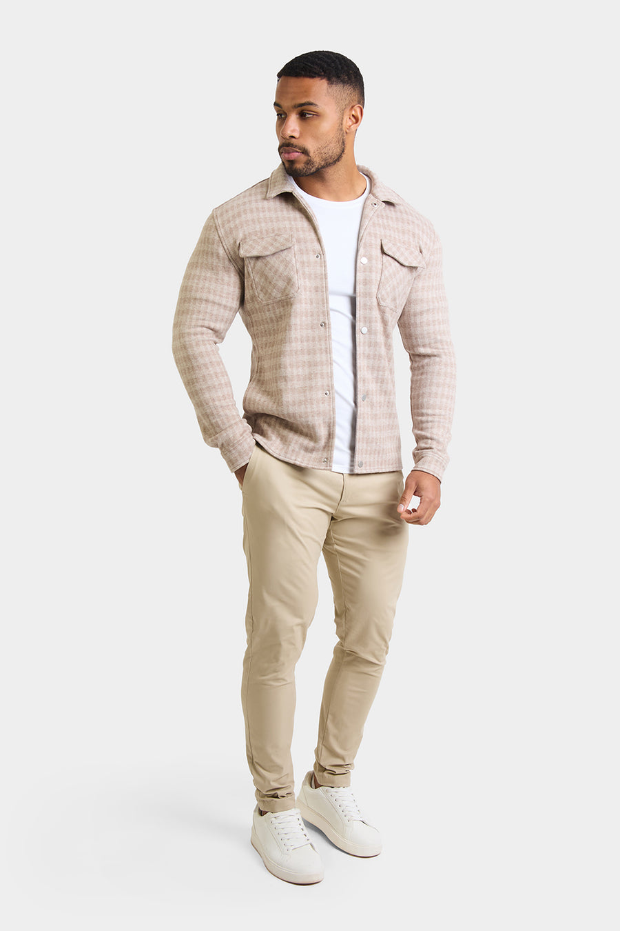 Mini Check Shacket in Stone - TAILORED ATHLETE - USA