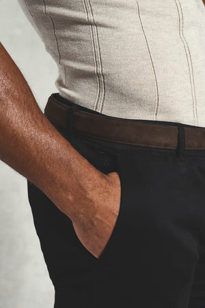 Athletic Fit Cotton Stretch Chino Pants in Black - TAILORED ATHLETE - USA