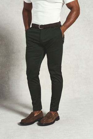 Athletic Fit Cotton Stretch Chino Pants in Dark Khaki - TAILORED ATHLETE - USA