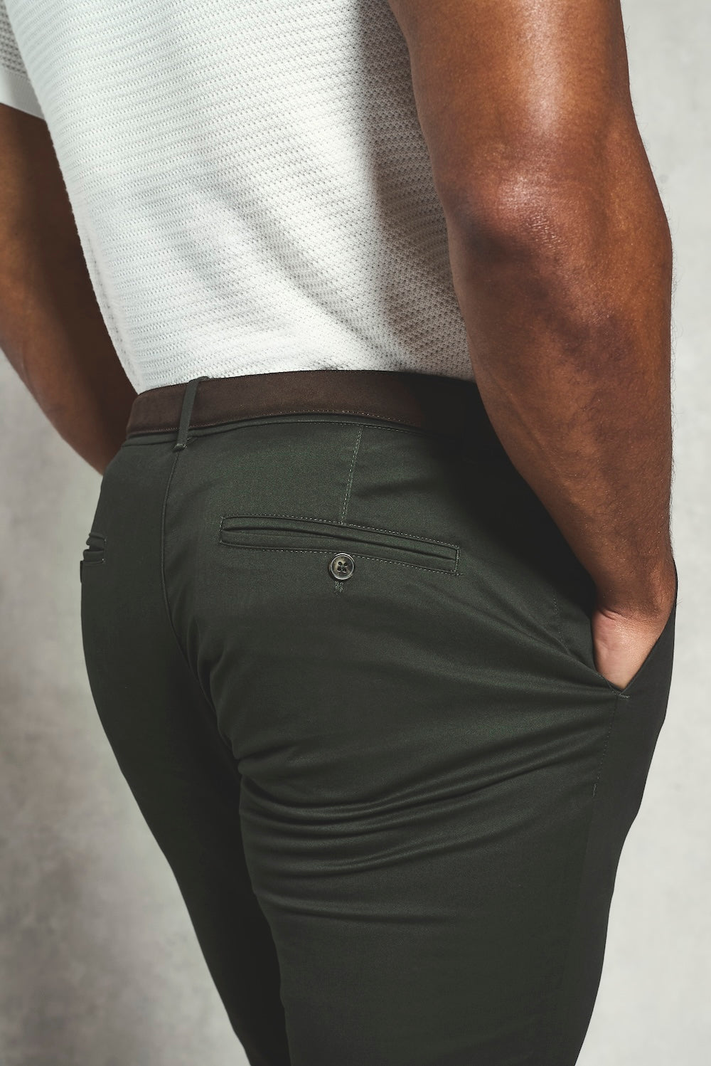 Athletic Fit Cotton Stretch Chino Pants in Dark Khaki - TAILORED ATHLETE - USA