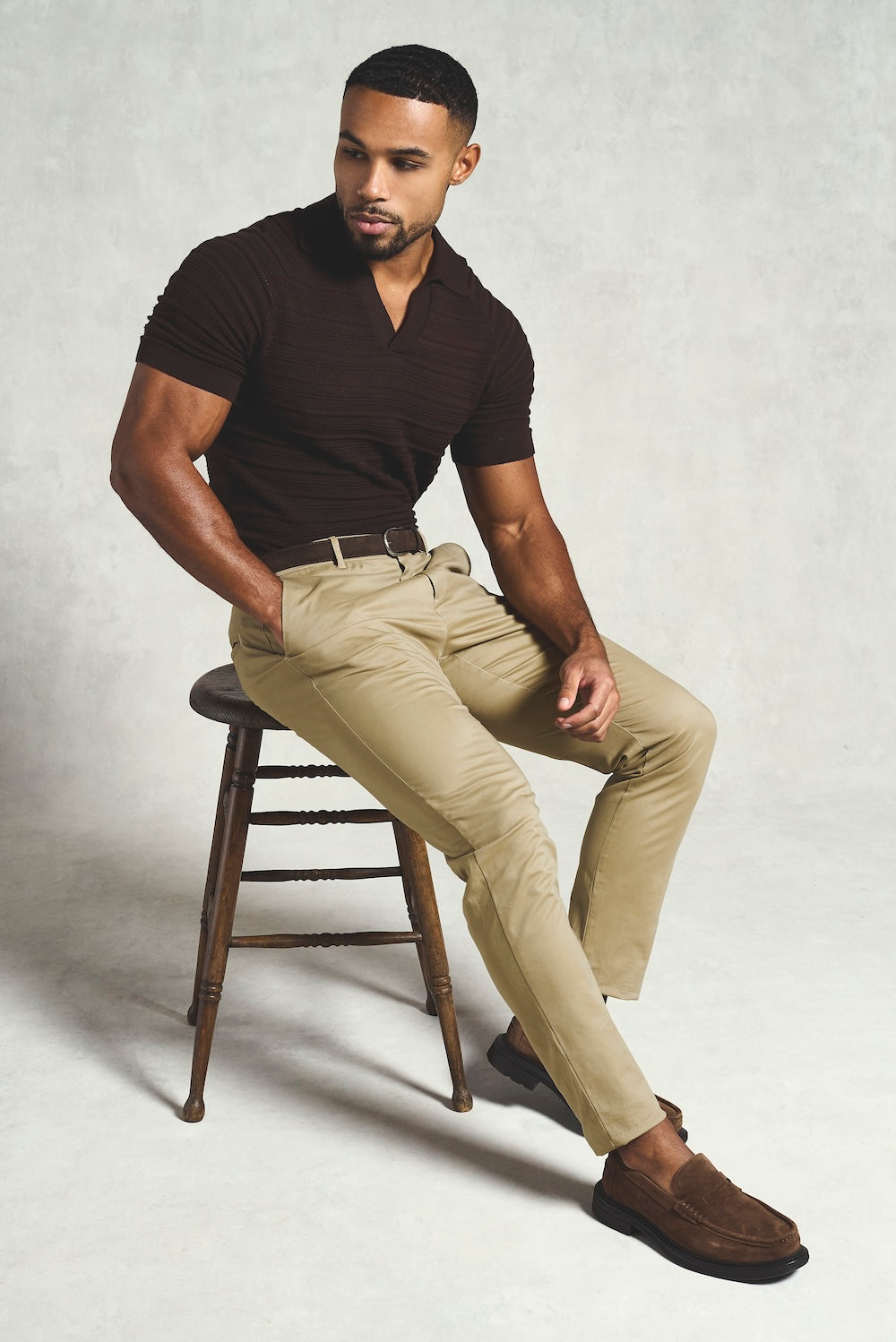 Athletic Fit Cotton Stretch Chino Pants in Dark Stone - TAILORED ATHLETE - USA