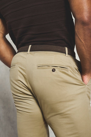 Athletic Fit Cotton Stretch Chino Pants in Dark Stone - TAILORED ATHLETE - USA