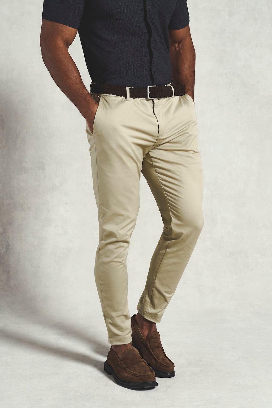 Athletic Fit Cotton Stretch Chino Pants in Stone - TAILORED ATHLETE - USA