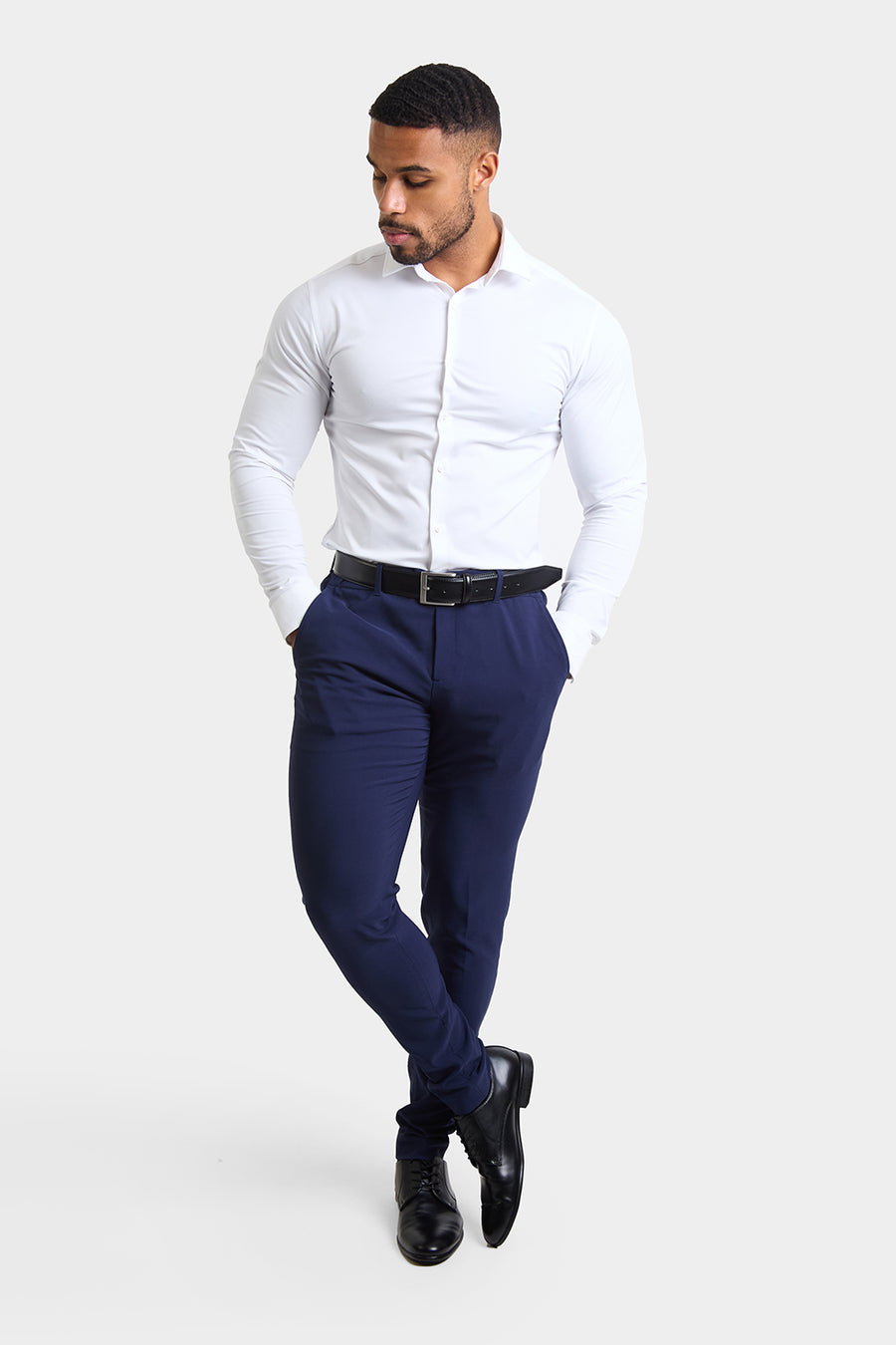 True Muscle Fit Tech Suit Pants in Navy - TAILORED ATHLETE - USA